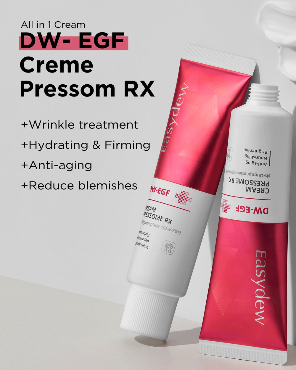 Texture soyeuse d EASYDEW DW-EGF Pressome Cream pour une application facile.