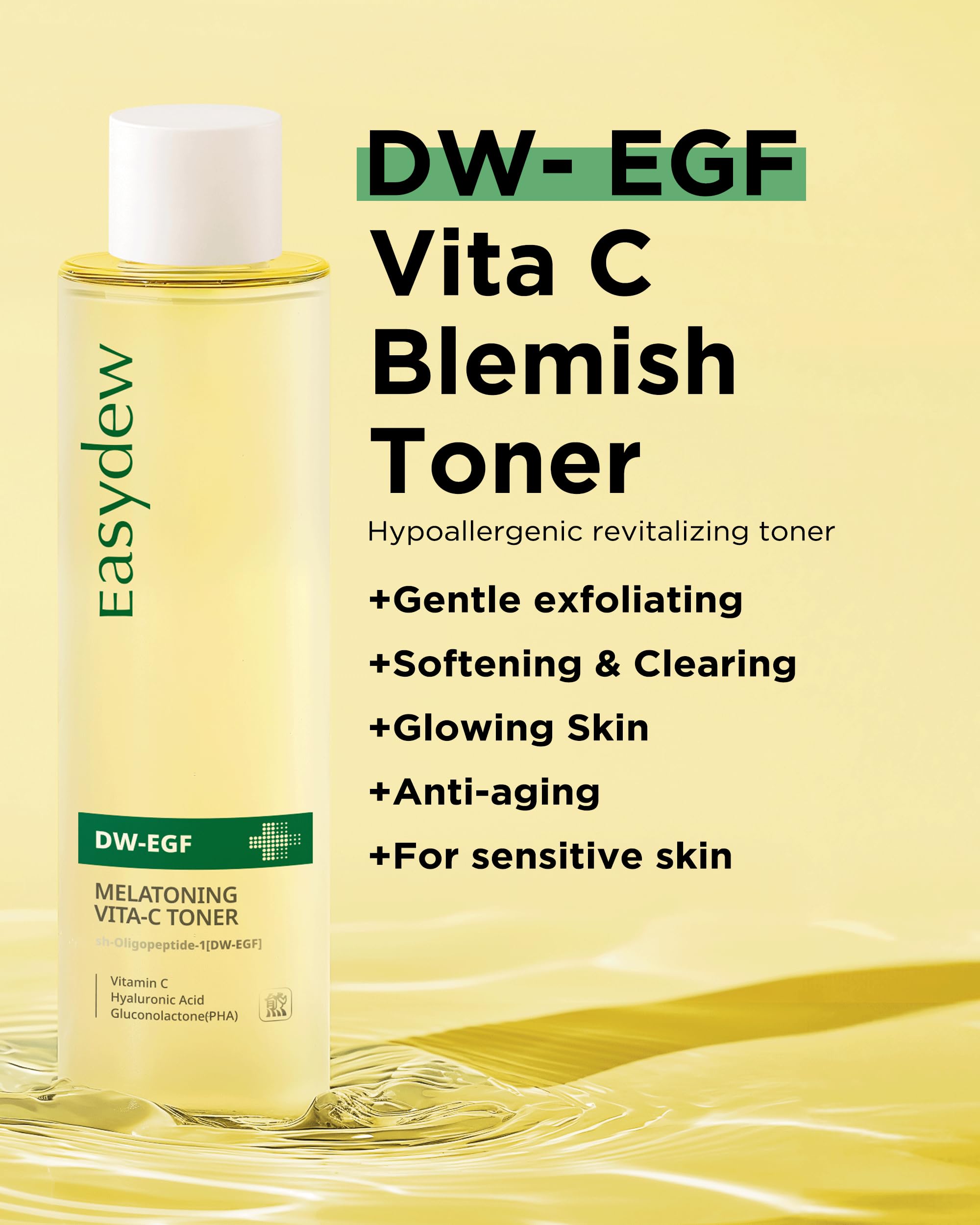 EASYDEW DW-EGF Tonique étiquette : présentation claire favorise l'application régulière.