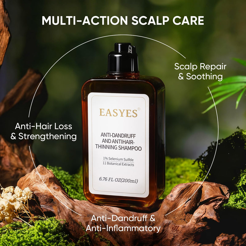 Easyes Shampoing Anti-Pellicules ingrédients botaniques pour nourrir le cuir chevelu.