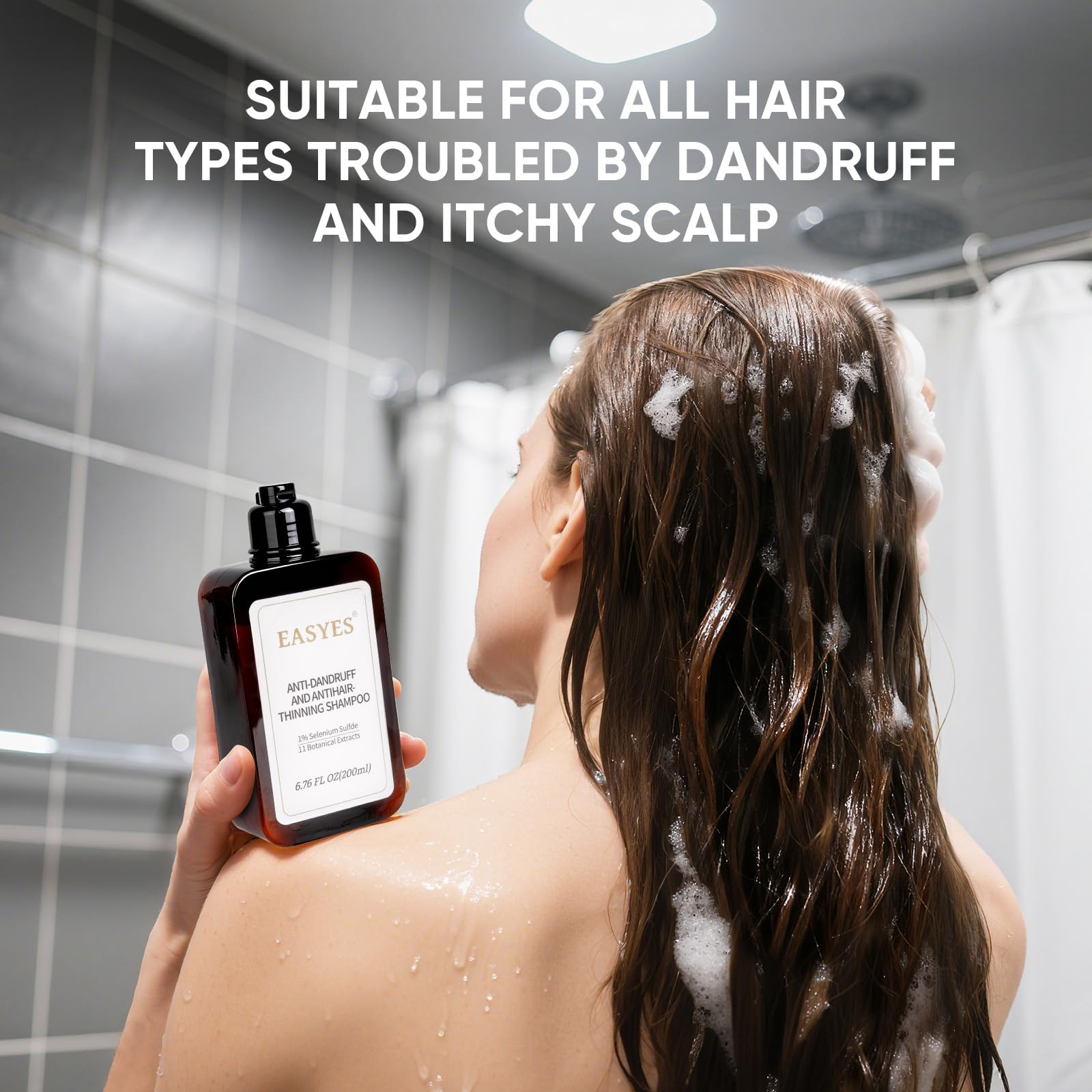 Easyes Shampoing Anti-Pellicules utilisation quotidienne, convient à tous types de cheveux.