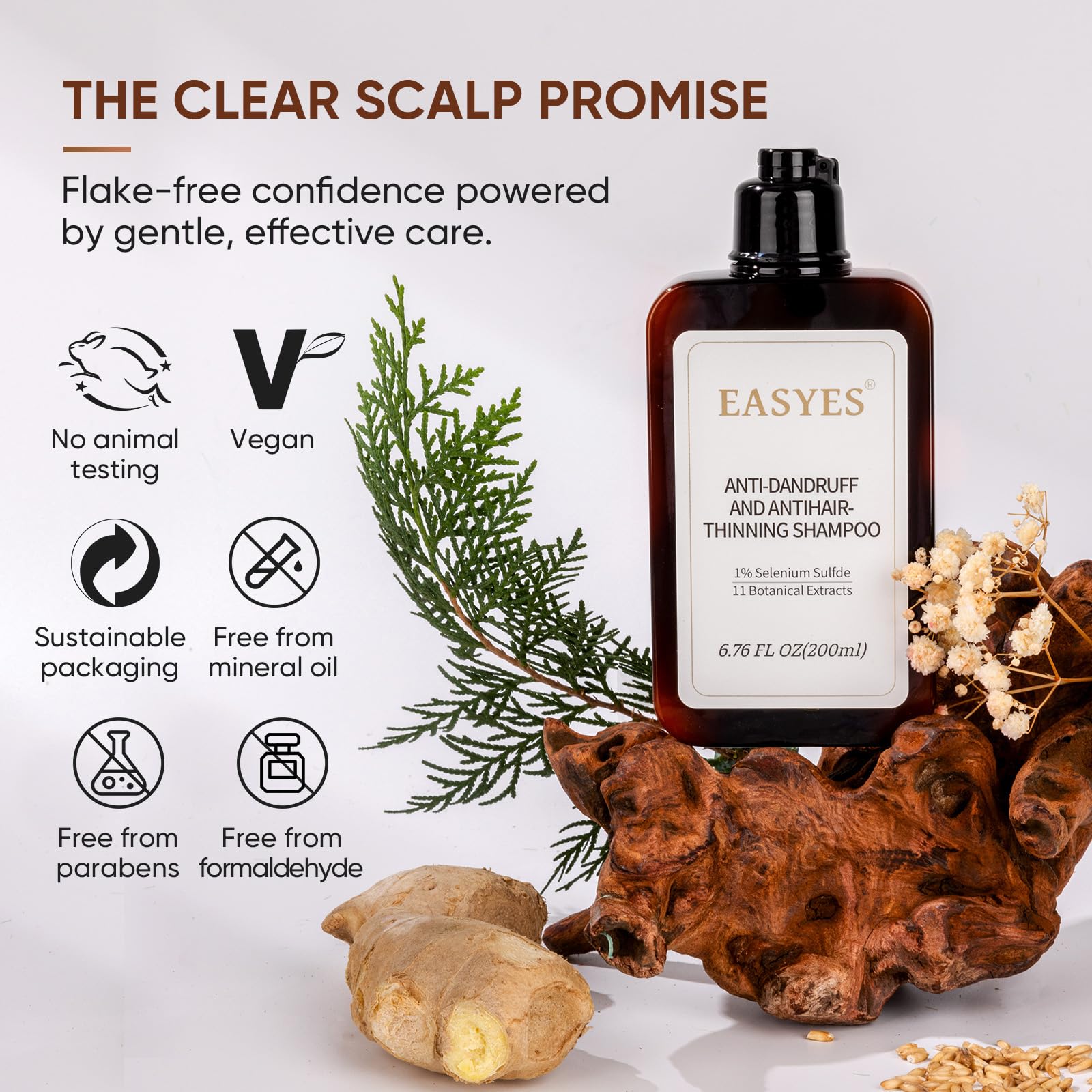 Easyes Shampoing Anti-Pellicules formule vegan et cruelty-free respectueuse.