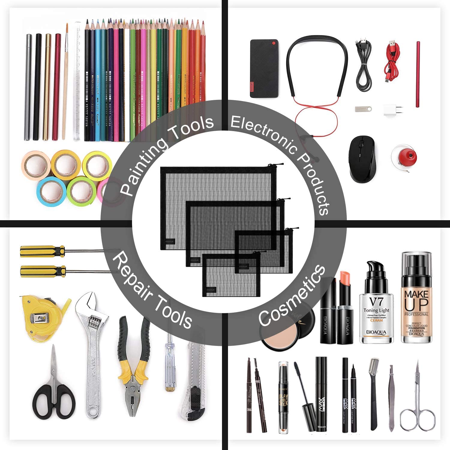 Pochette maille EASYFUN, rangement quotidien pratique et accessible.