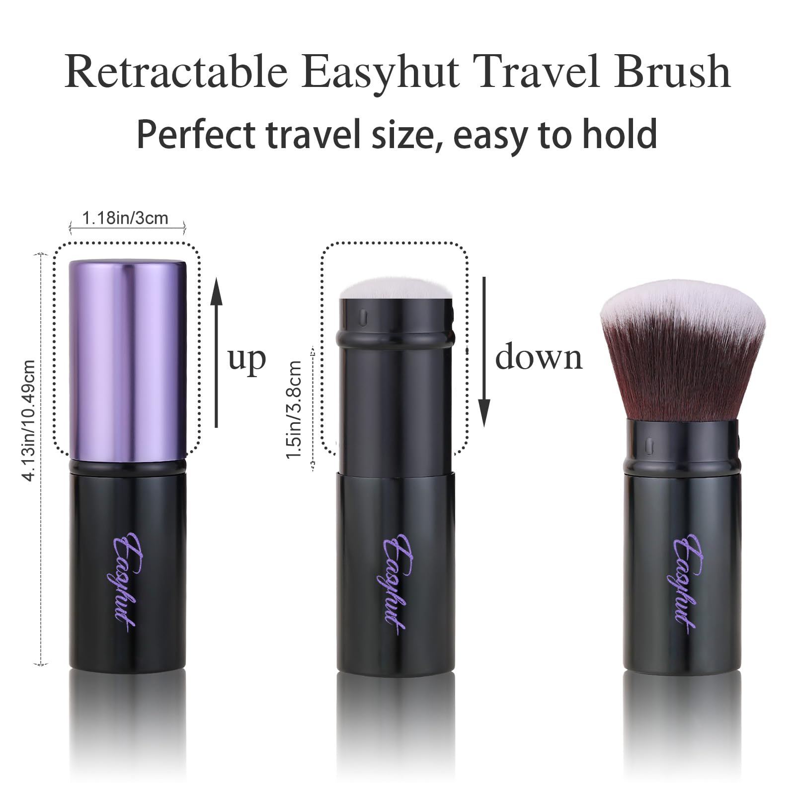 Easyhut pinceaux kabuki rétractables, poils synthétiques doux et faciles à nettoyer pour contour.