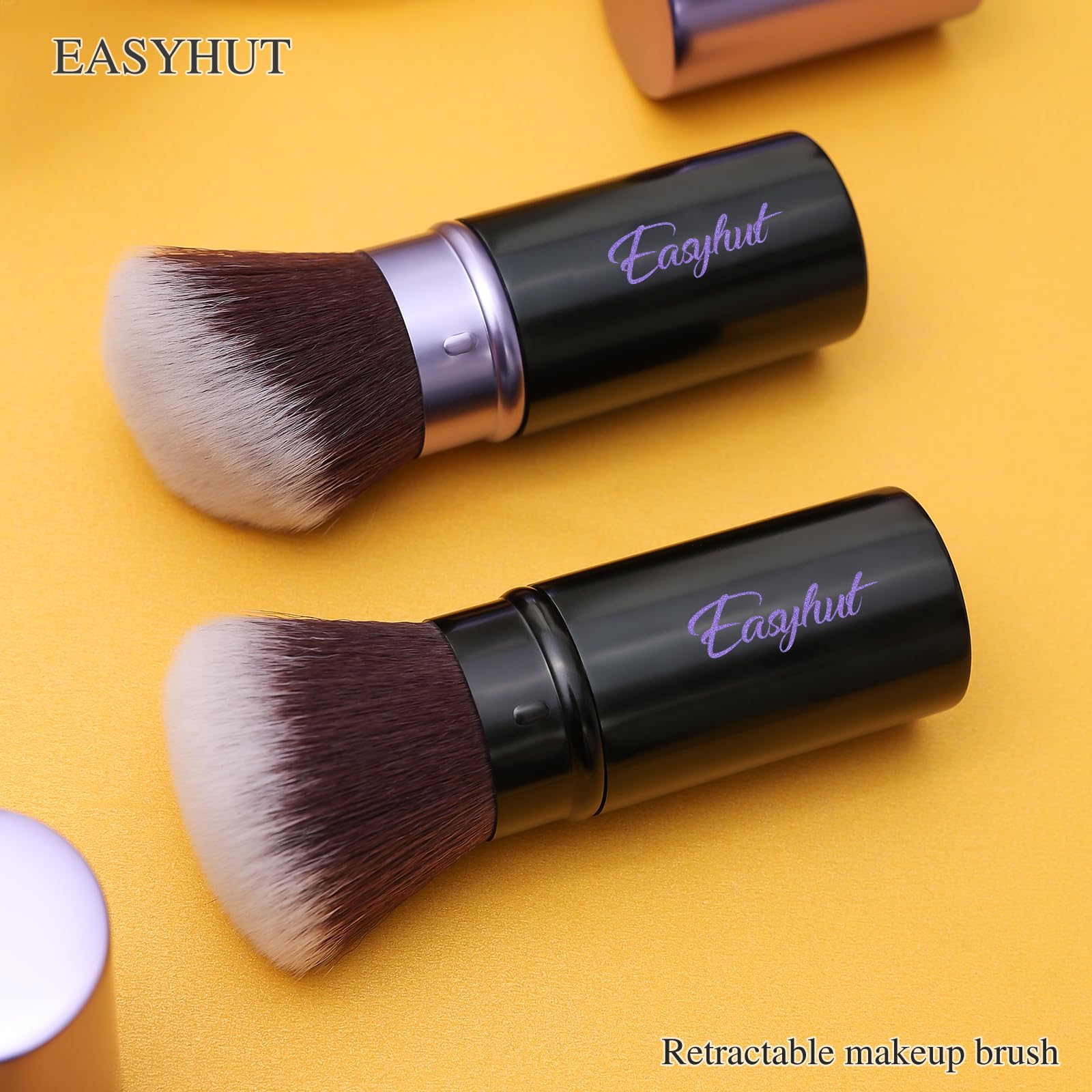 Easyhut pinceaux kabuki rétractables, ensemble pratique pour maquillage liquide et crème en déplacement.