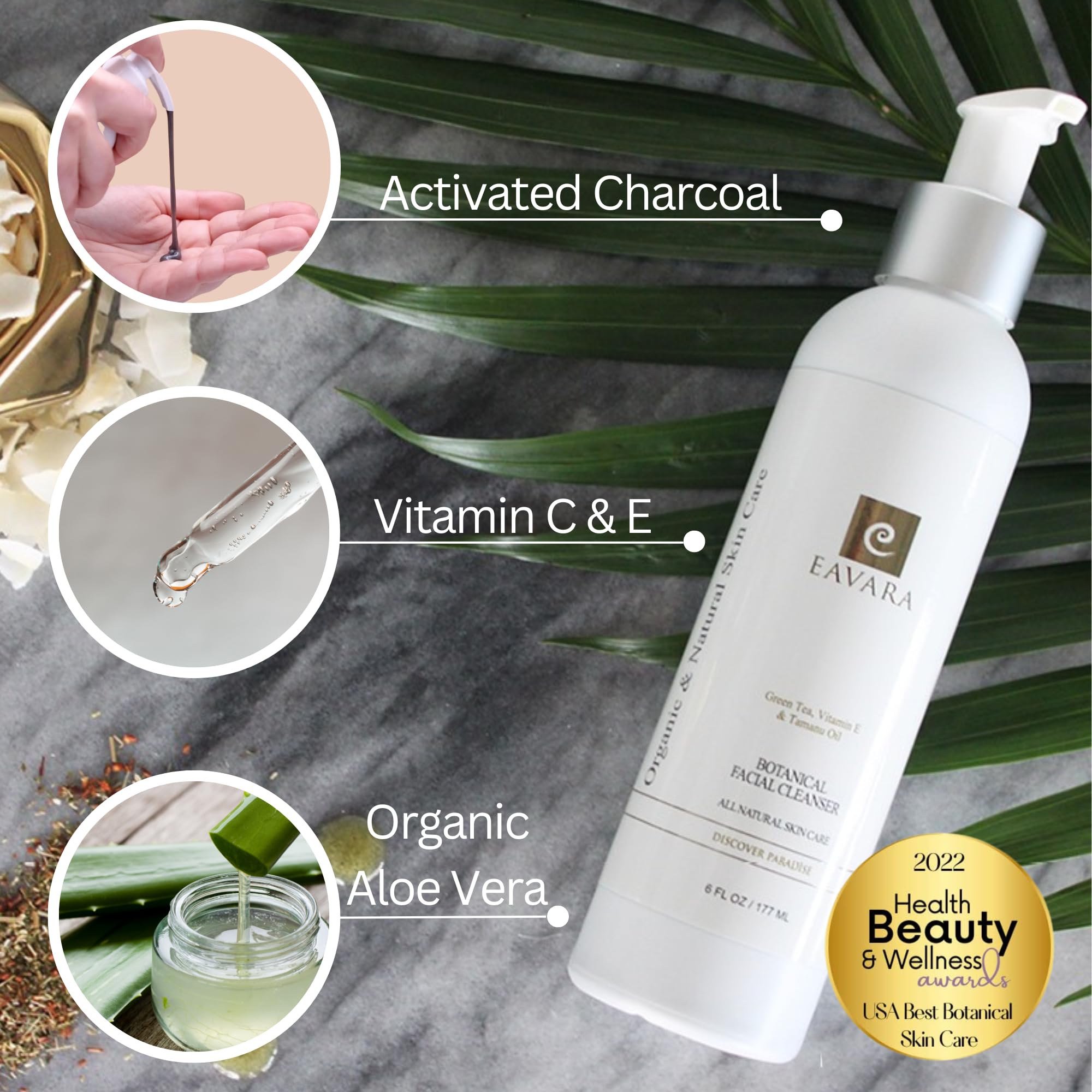 Eavara aloé vera lavage visage: apaisement et hydratation légère.