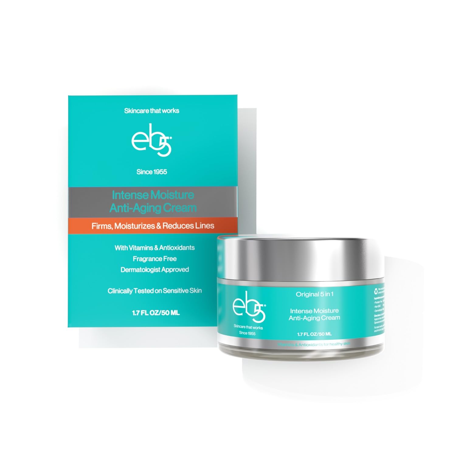 eb5 crème hydratante anti‑âge visage et cou, hydratation durable