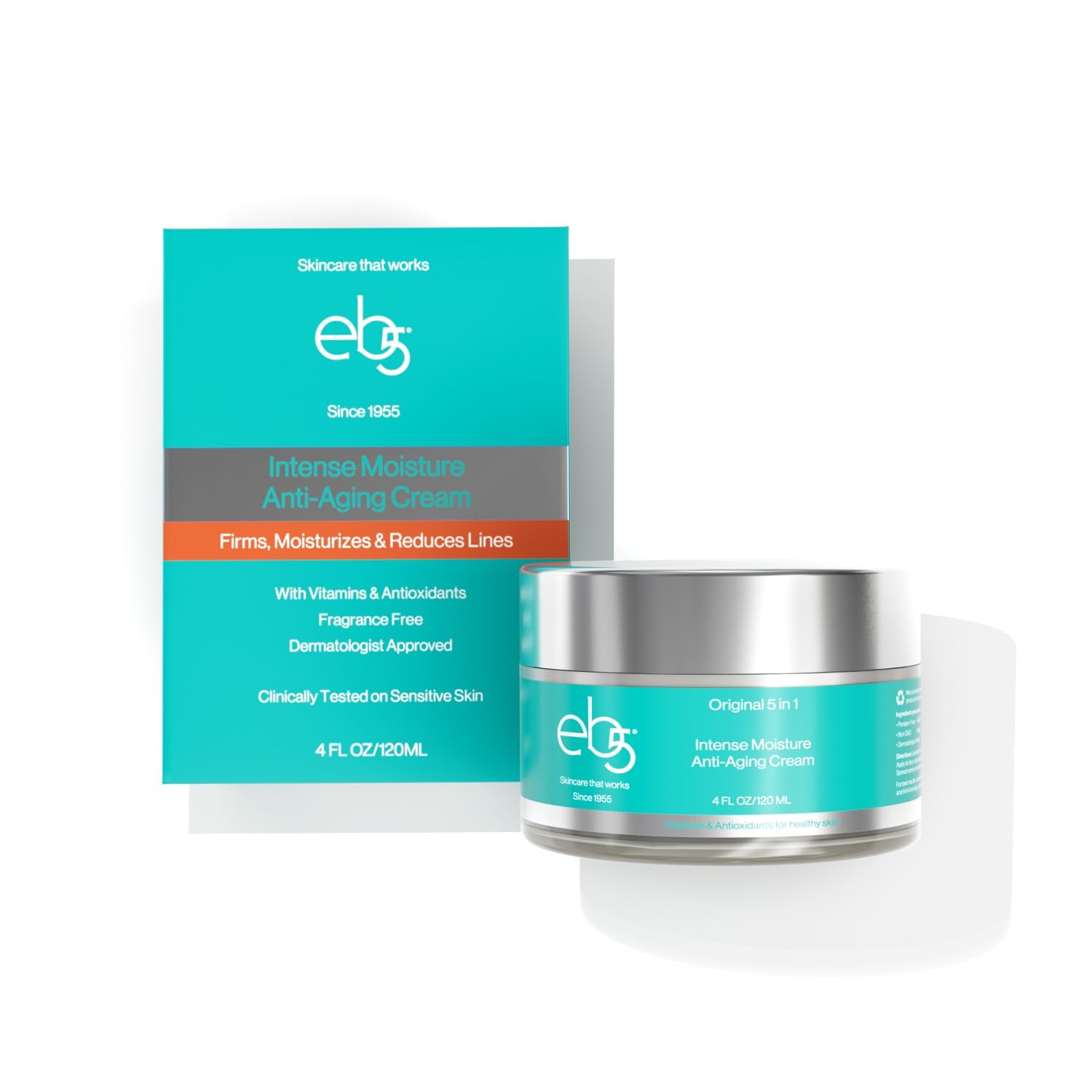 eb5 Crème hydratante intense visage et cou, hydratation durable.