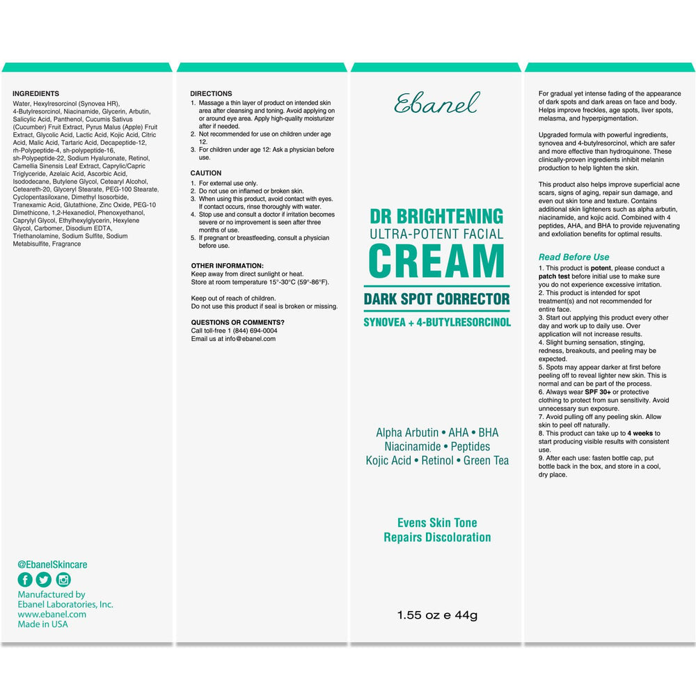 Application de la crème Ebanel sur le visage et les mains pour un teint uniforme.