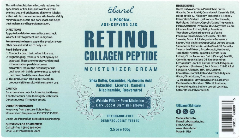 Ebanel Crème Retinol Visage – céramides et vitamine B5 renforcent la barrière.