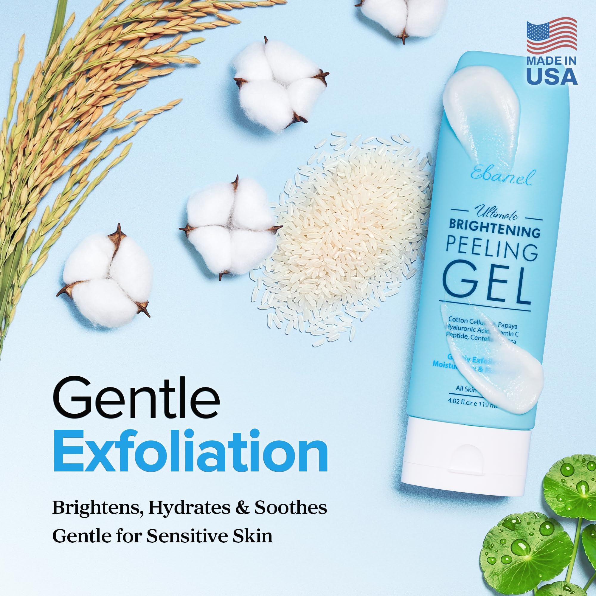  Ebanel gel gommant avec extraits de riz et papaye, peau lumineuse en vue rapprochée