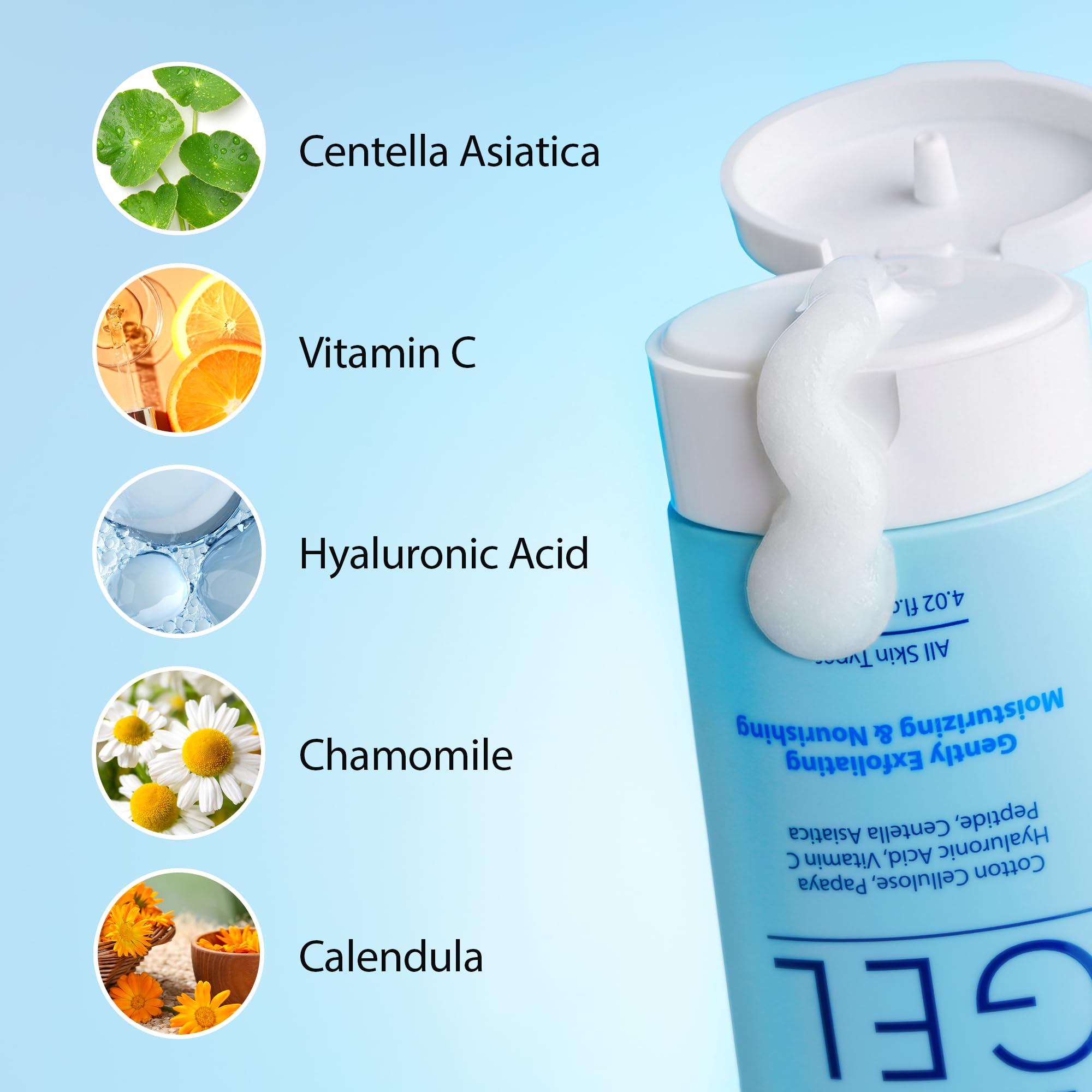  Ebanel gel gommant démontrant texture douce et réduction visuelle des pores