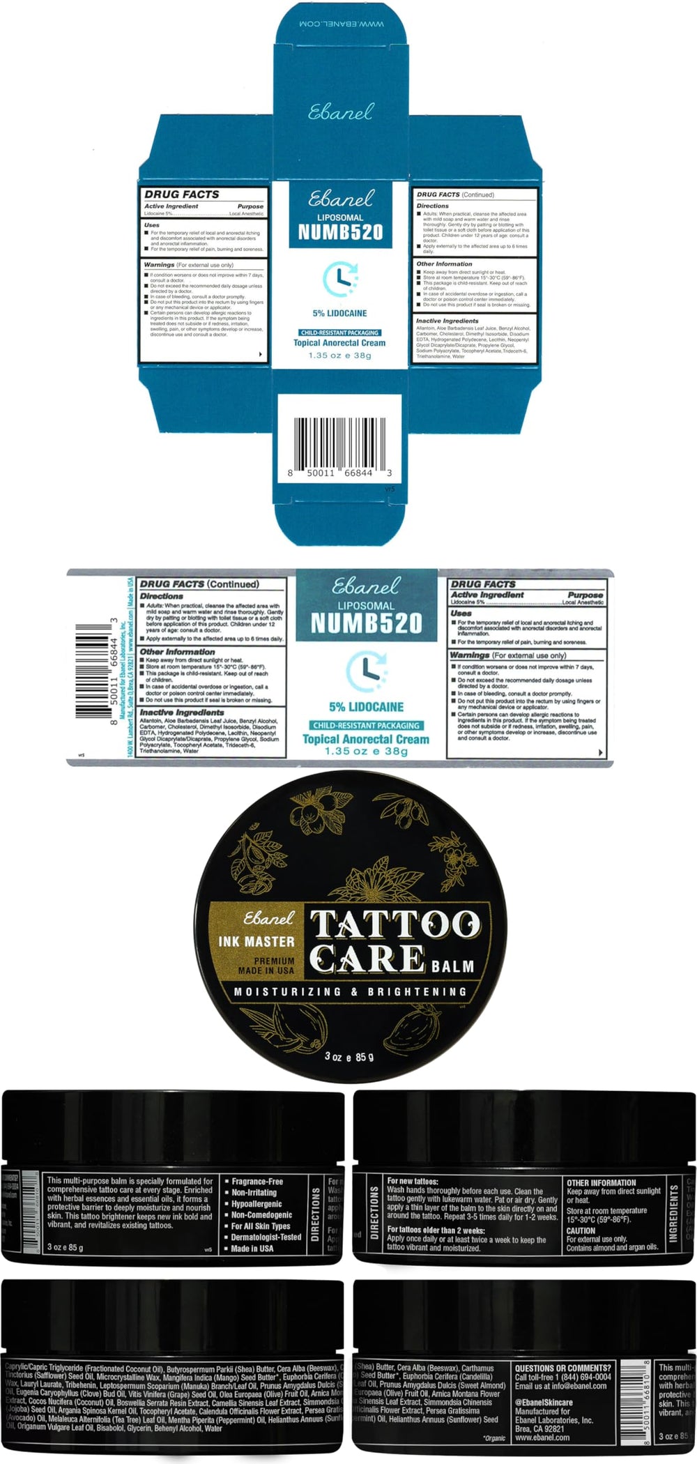 Ebanel Ink Master balm: huile de coco et huile d'amande douce pour une hydratation légère.