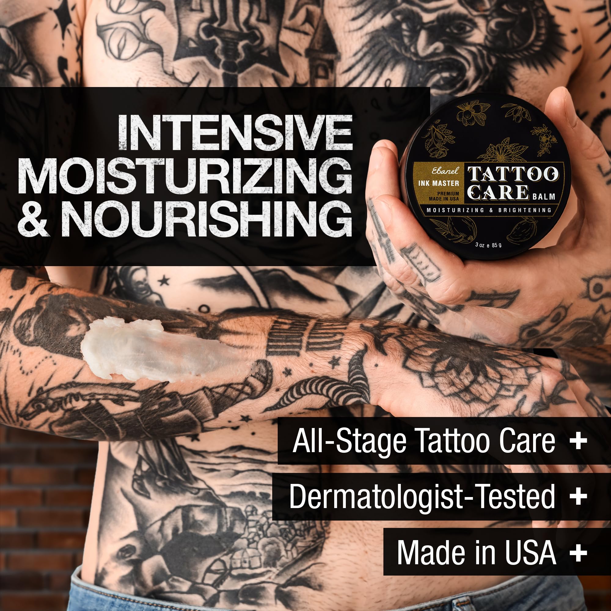 Ebanel Ink Master balm: formulation enrichie en beurres et huiles pour nourrir la peau.