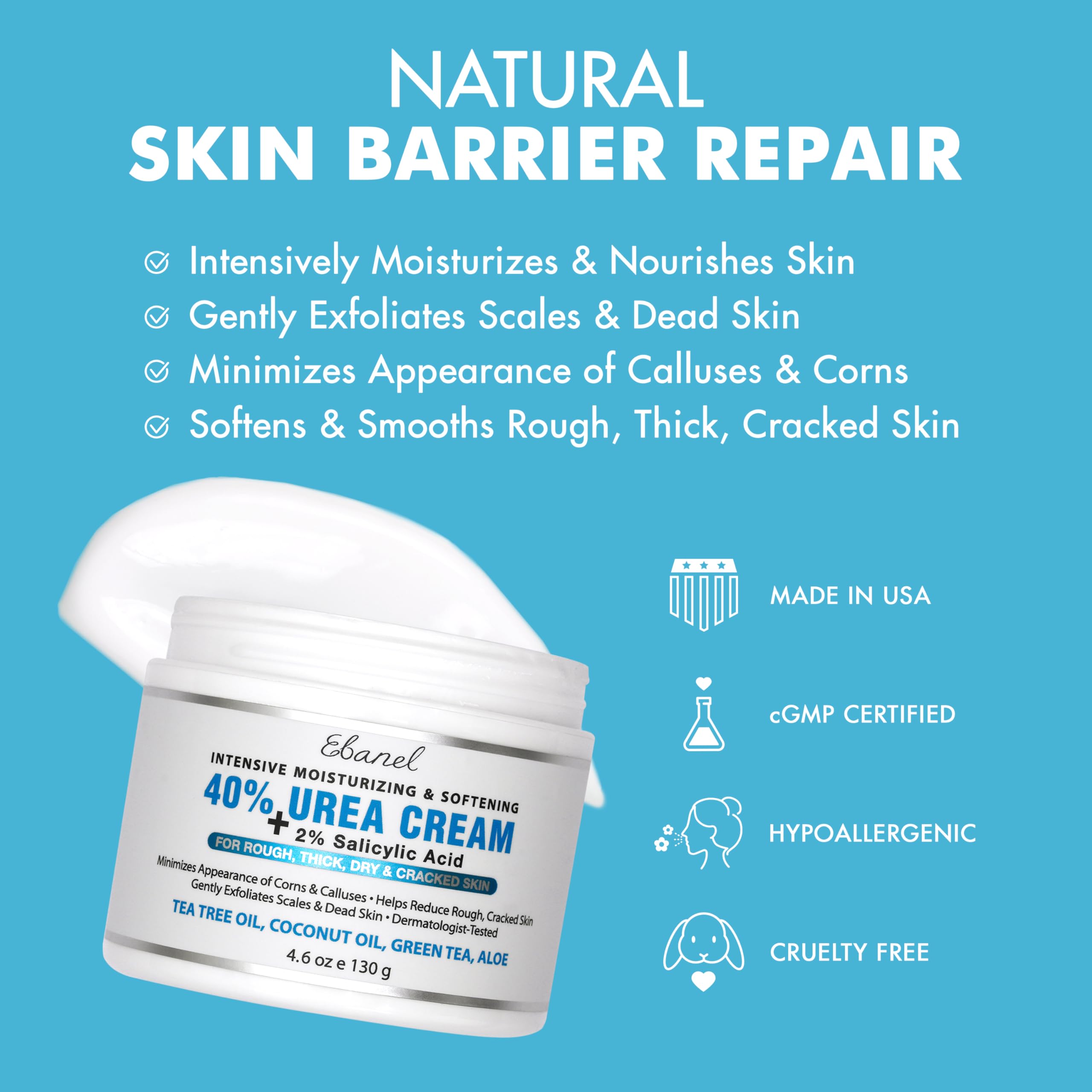 Ebanel Urea 40% crème pour ongles et cuticules, soin ciblé des ongles.