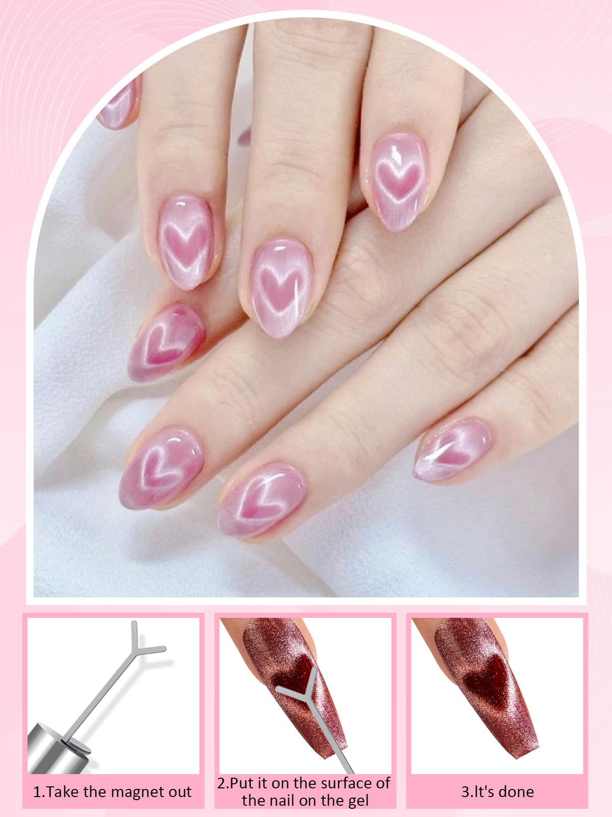 EBANKU aimants-billes pour ongles oeil-de-chat permettent motifs 3D variés.