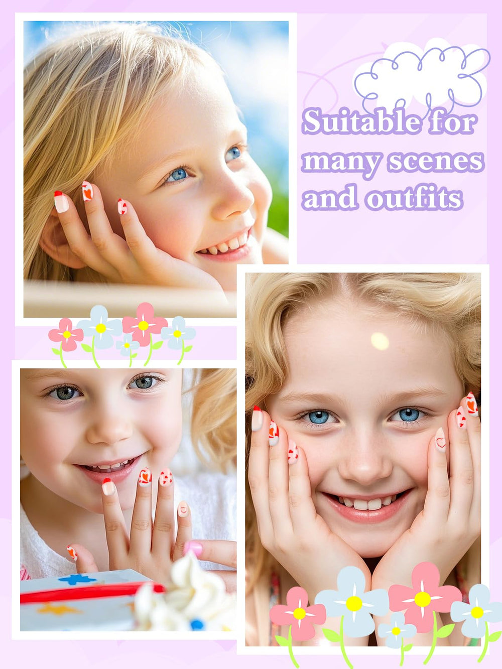 EBANKU cadeau idee enfants ongles coeur rouge