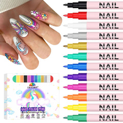 EBANKU ensemble-stylo-art-ongles 12 couleurs, pratique pour créer facilement des styles variés.