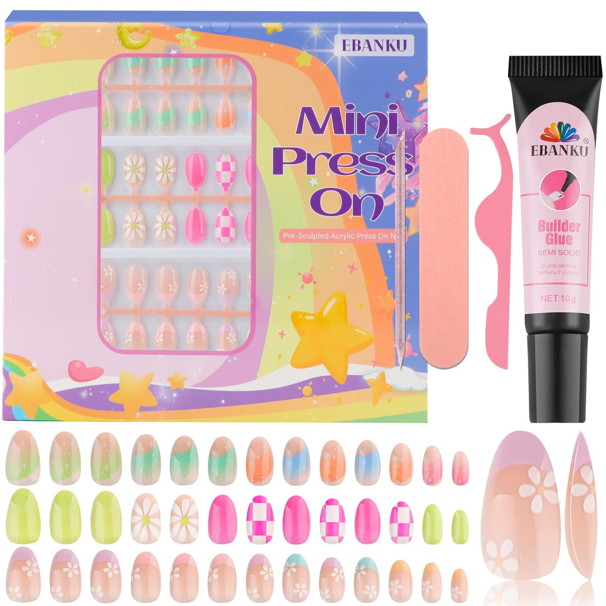 EBANKU kit ongles enfants 78 pièces pour DIY à domicile.