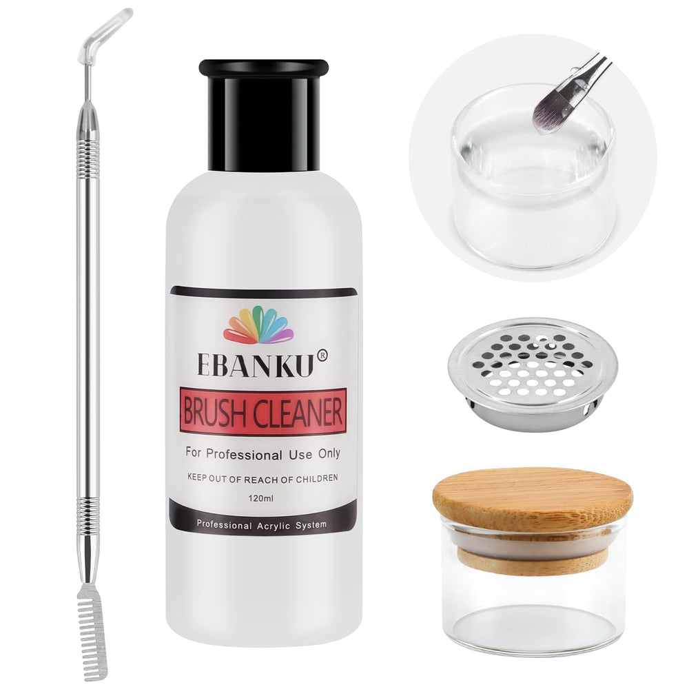 EBANKU nettoyant pinceaux acryliques dans le flacon-verre, nettoyage rapide