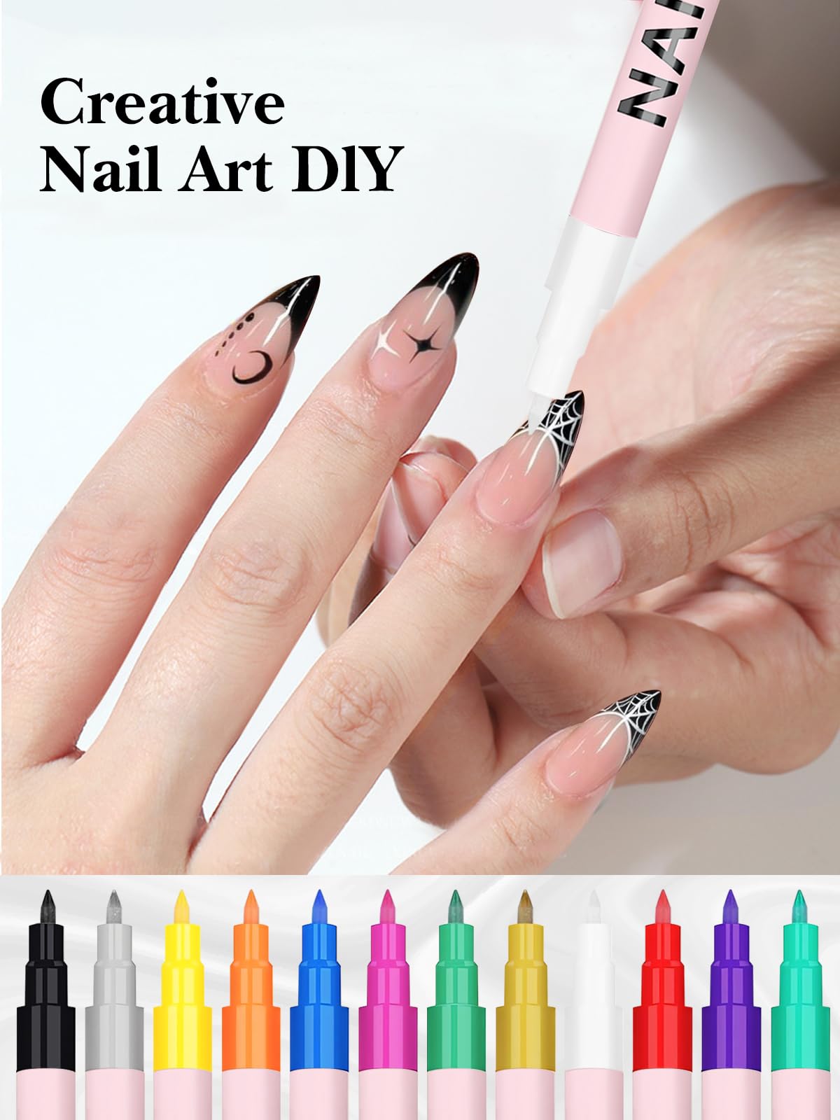 EBANKU stylo-art-ongles-couleurs-vives, couverture homogène sur les ongles.
