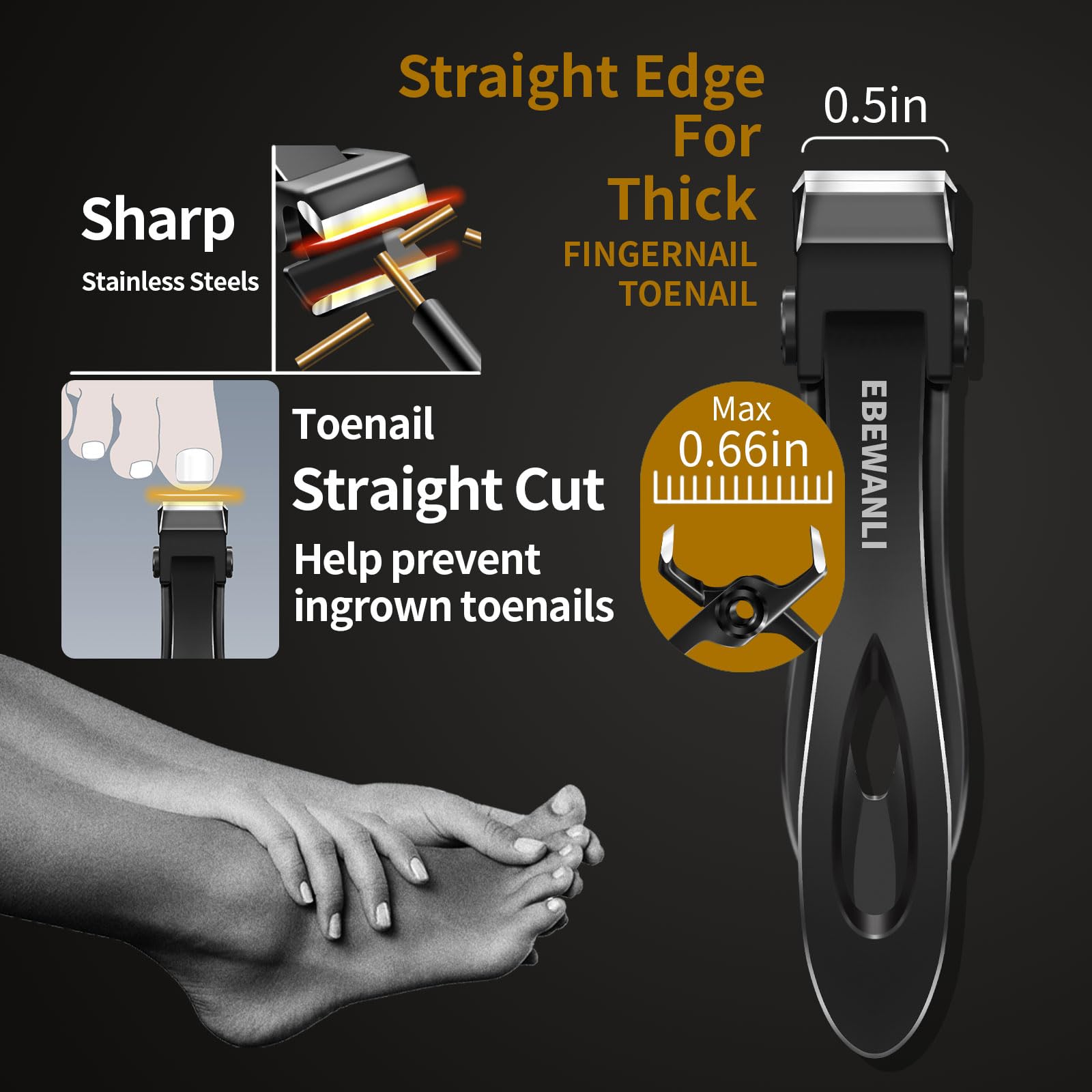 La lime-ongles-epais d'EBEWANLI offre une finition douce et utile avec lifters.