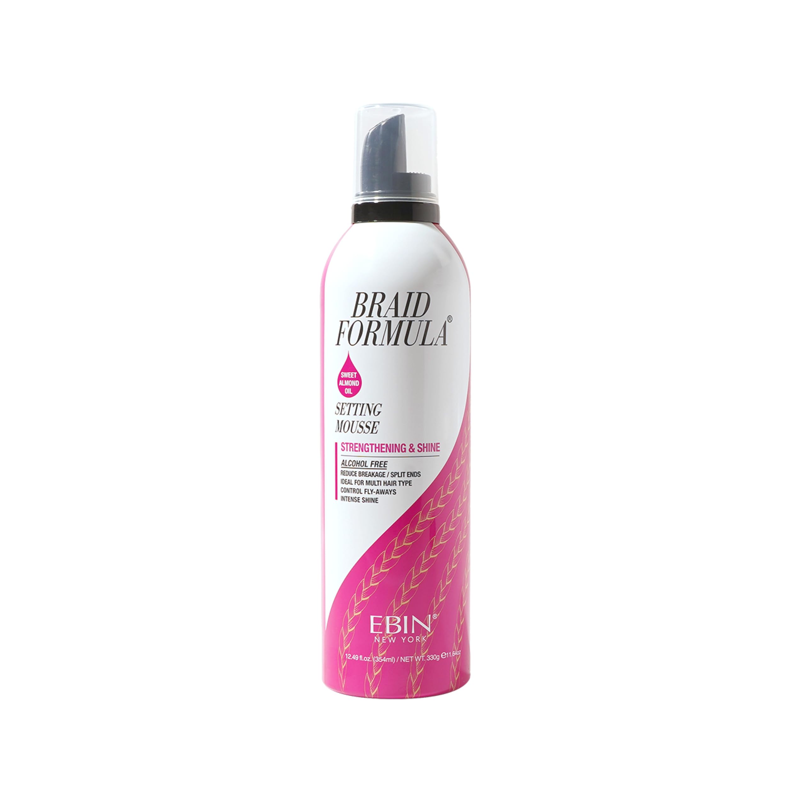 EBIN NEW YORK Braid Formula Mousse dans la bouteille: tenue longue durée sans résidu blanc.