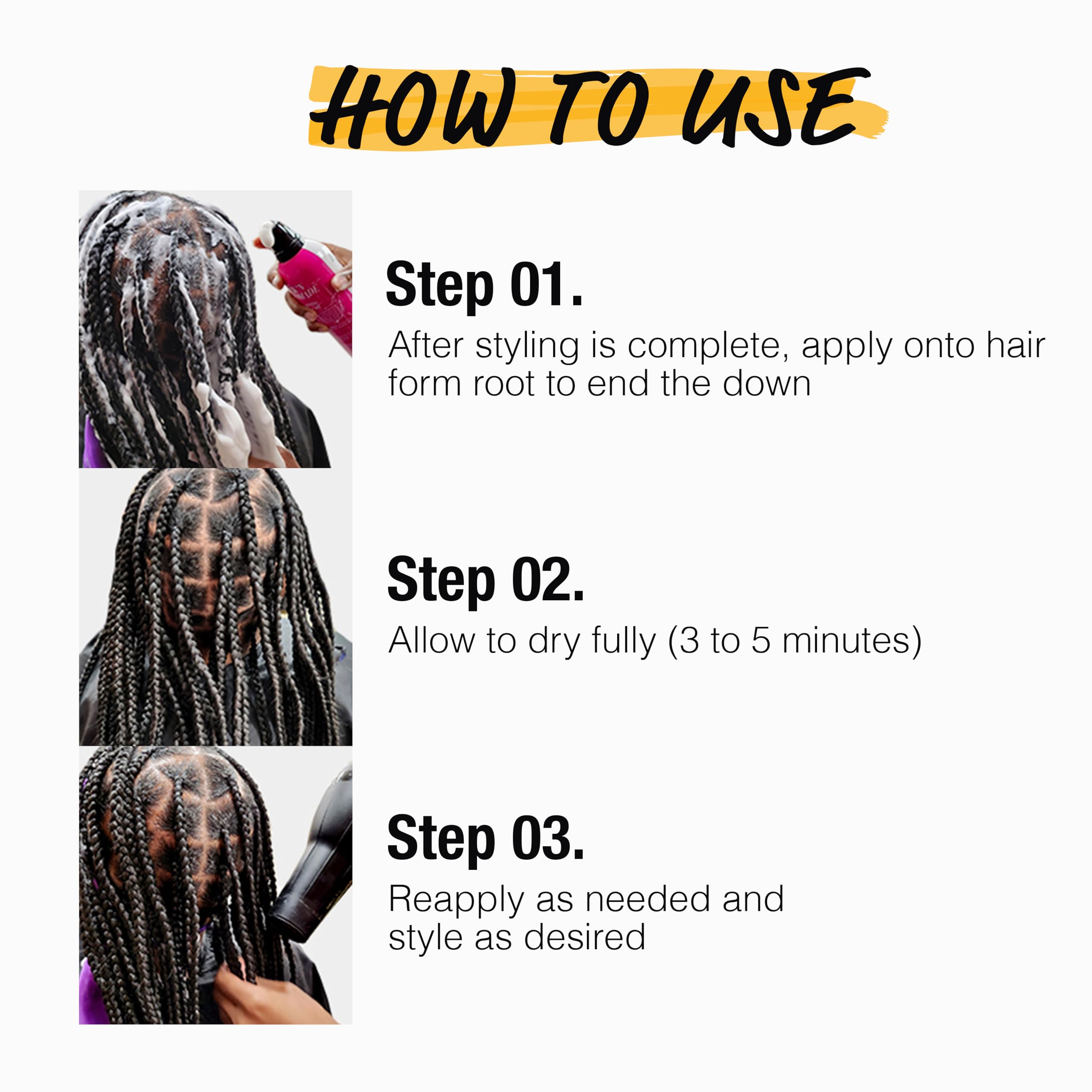 EBIN NEW YORK Braid Formula Mousse prise ferme: cheveux mieux définis sans effritement.
