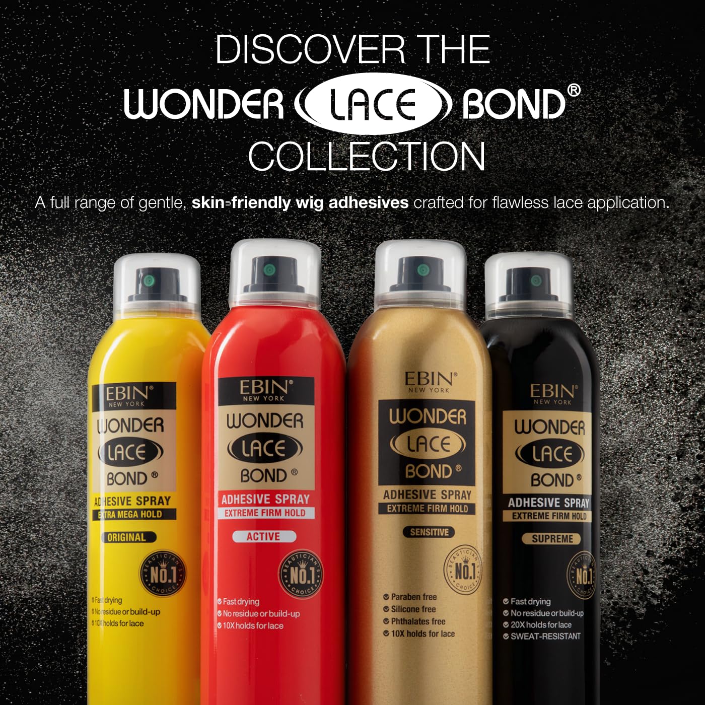 EBIN NEW YORK Wonder Lace Bond Spray, installation quotidienne facile, aide à gagner du temps.