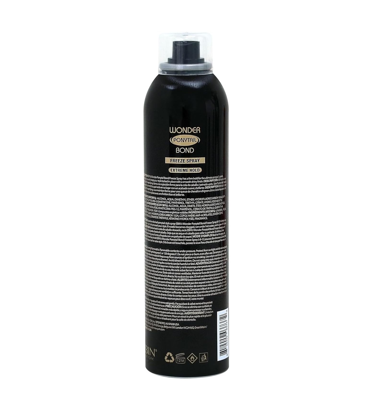 EBIN NEW YORK Wonder Ponytail Bond Freeze Spray apporte brillance et maintien sans gras.