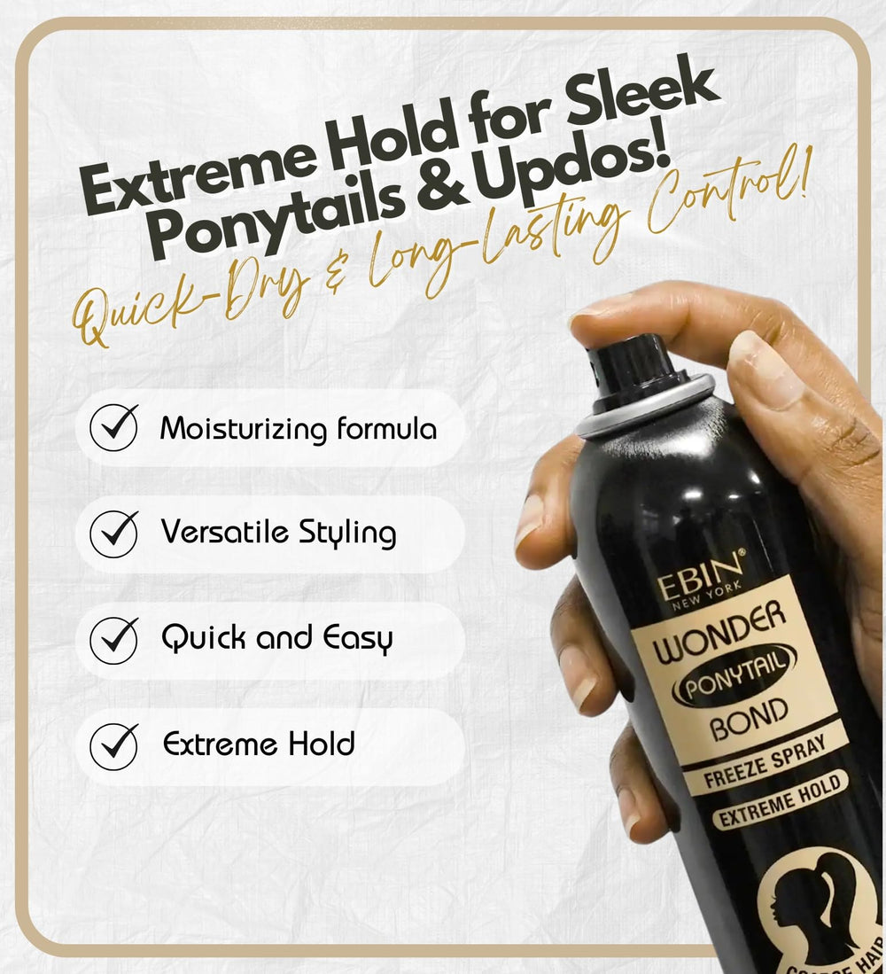 EBIN NEW YORK Wonder Ponytail Bond Freeze Spray, tenue extrême qui dure toute la journée.