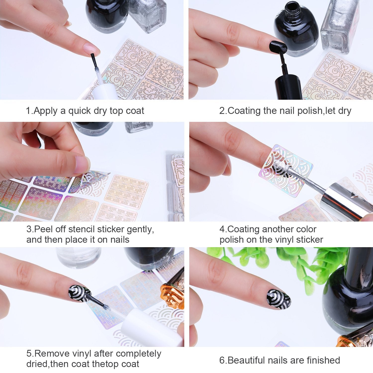 EBOOT stickers ongles paillettes étincelantes pour un effet glamour.