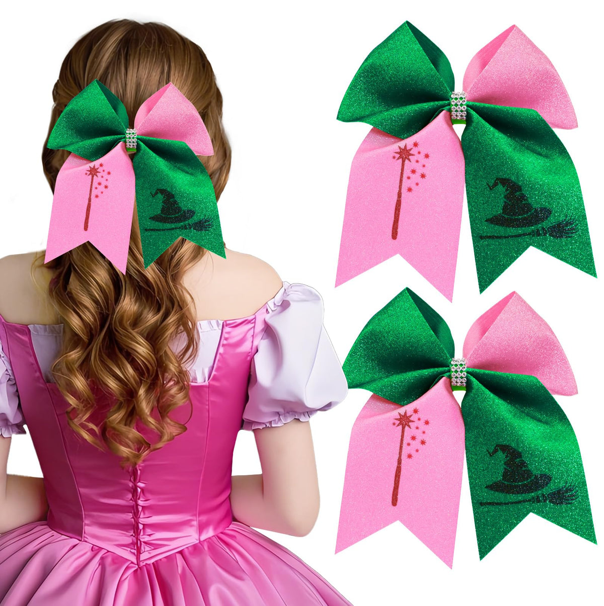 Pinces cheveux sorcière rose et vert d’Eboozone pour un style double-face distinctif.