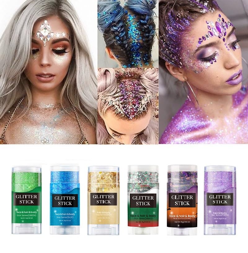 ECDMKF Glitter Stick – décolleté net et cheveux brillants grâce aux paillettes.