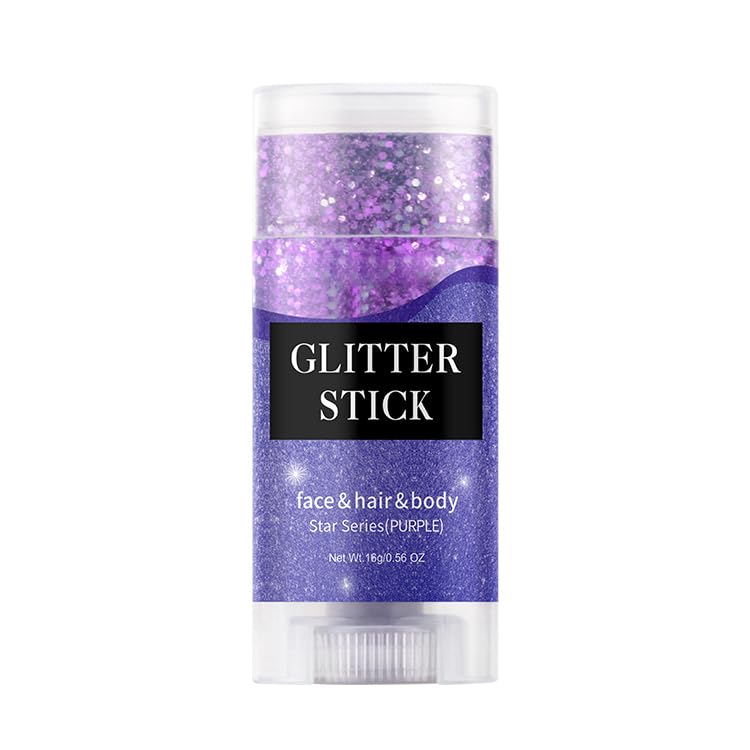 ECDMKF Glitter Stick – visuel visage et corps, arc-en-ciel lumineux pour le look festival.