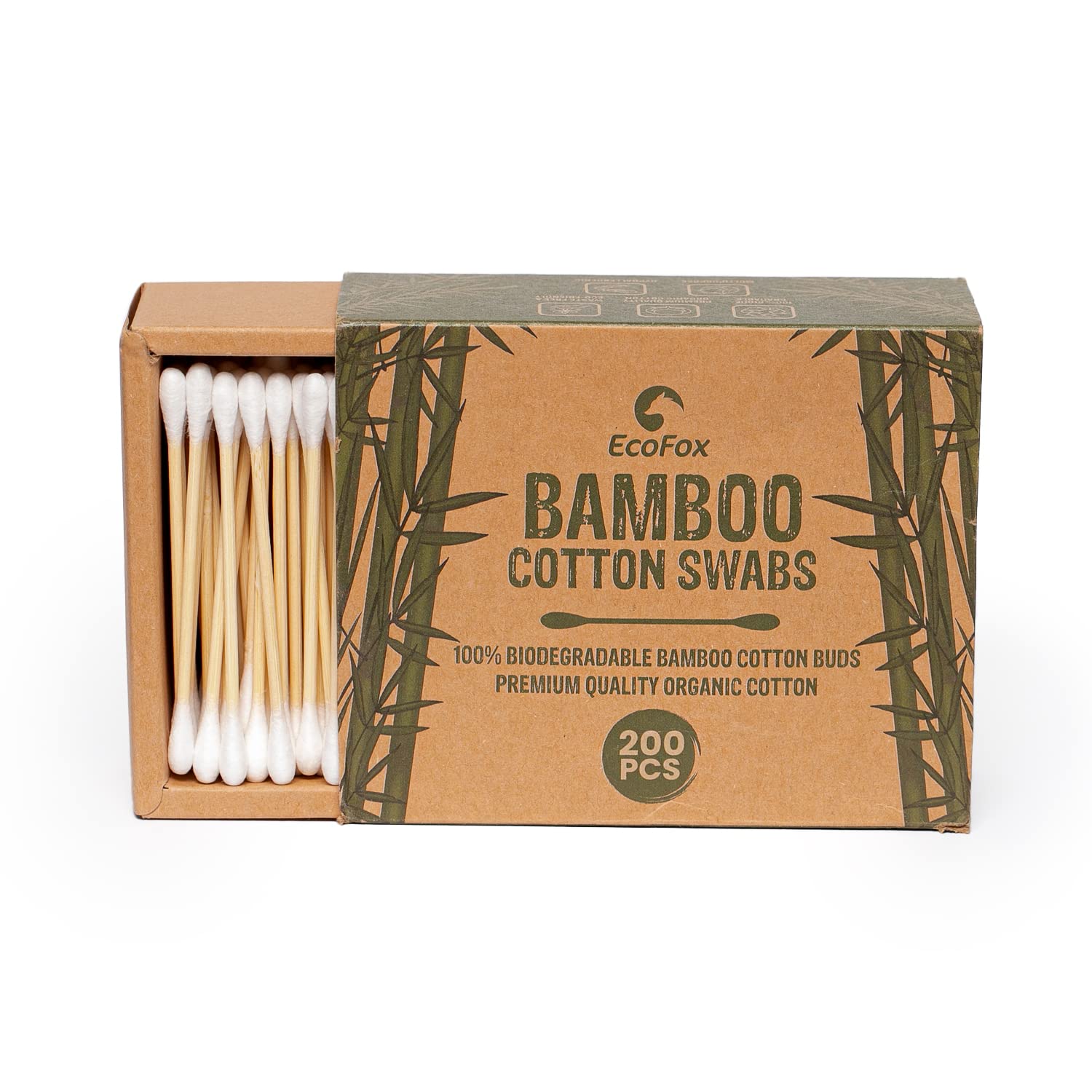 EcoFox cotons-tiges en bambou à double pointe pour précision et douceur
