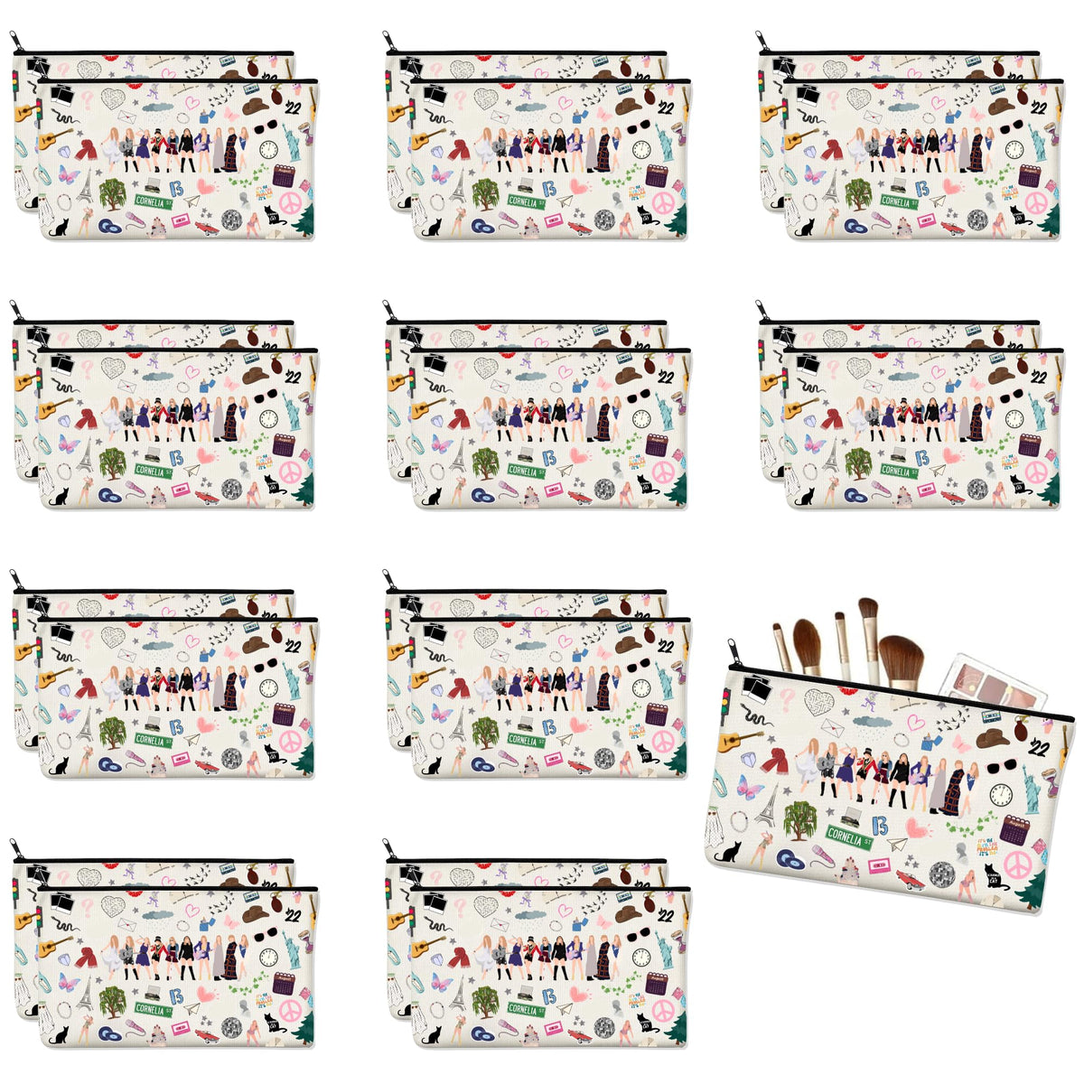 Sac cosmétique Echoglimmer au design fan, idéal comme goodie bag pour anniversaire.