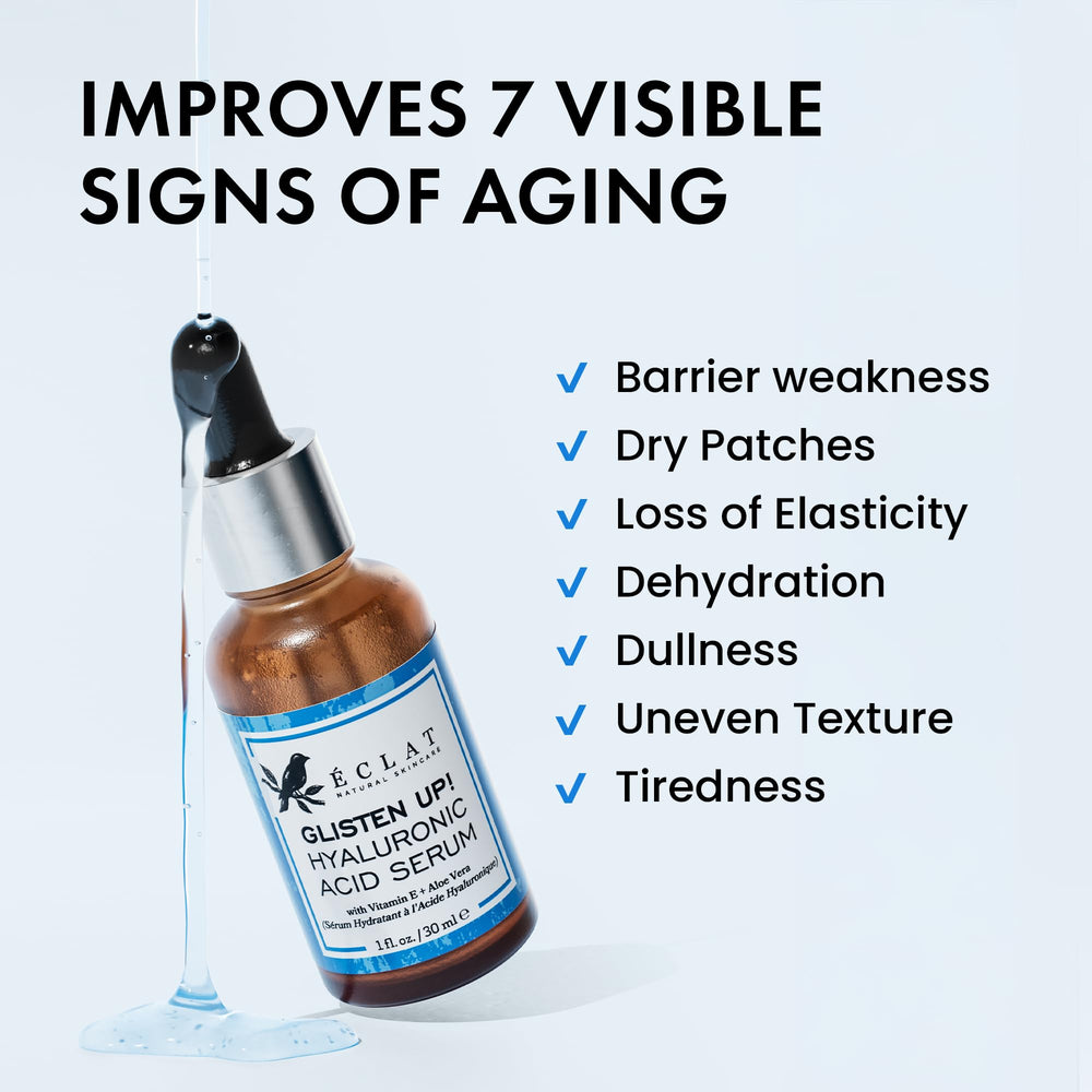 Appliqué sur le visage, le sérum Eclat Skincare apporte douceur et hydratation.
