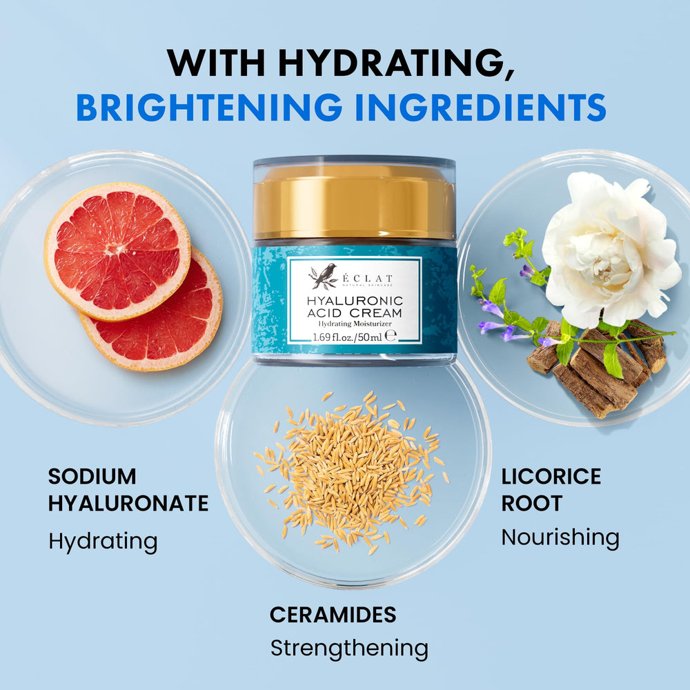 Eclat Skincare : texture crème hydratante pour peau douce.
