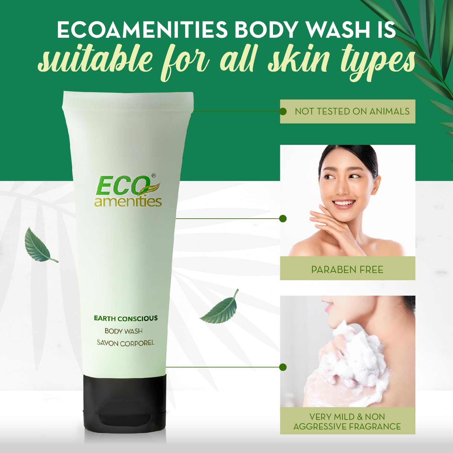 Formulation sans cruauté ECO amenities, soin doux pour tous types de peau.