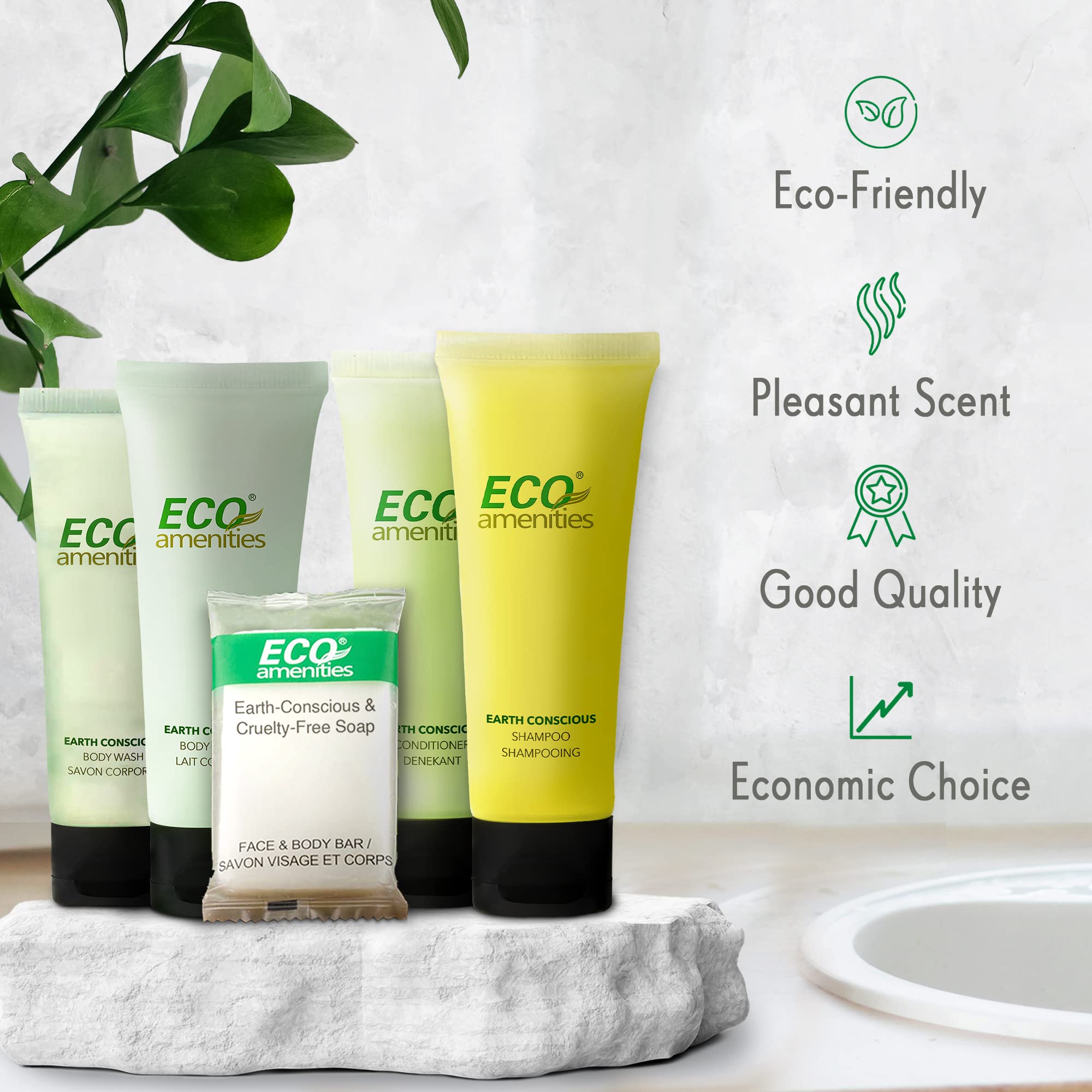 Ensemble hospitalité ECO amenities, kit hygiène prêt à l’emploi pour hébergements
