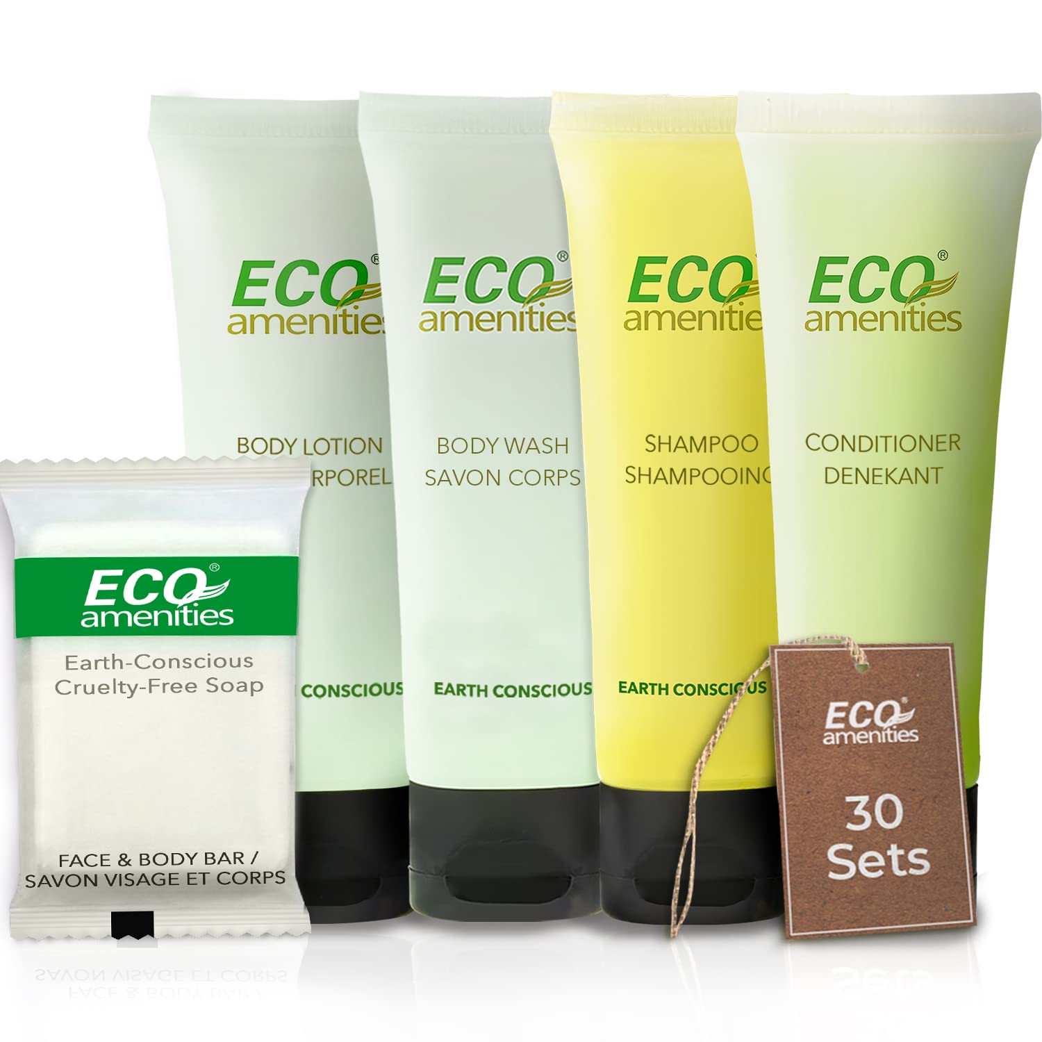 Kit shampoing ECO amenities en bouteille, nettoyage rafraîchissant idéal pour les voyageurs