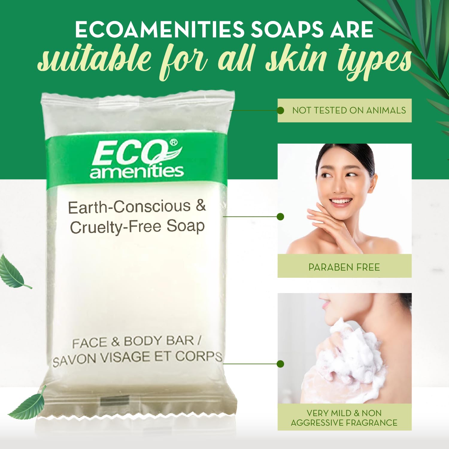 Savon ECO amenities lot-200-individuellement-emballés, idéal pour grands groupes.