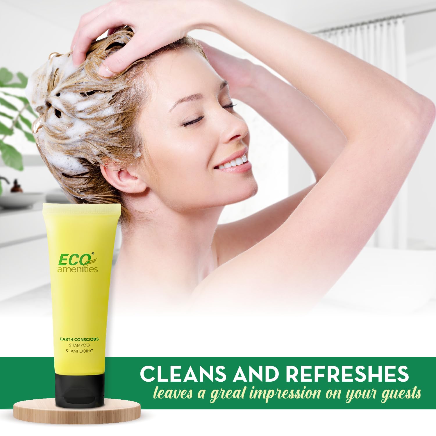 Lot de 200 tubes ECO amenities prêts à l’emploi pour l’accueil hôtelier.