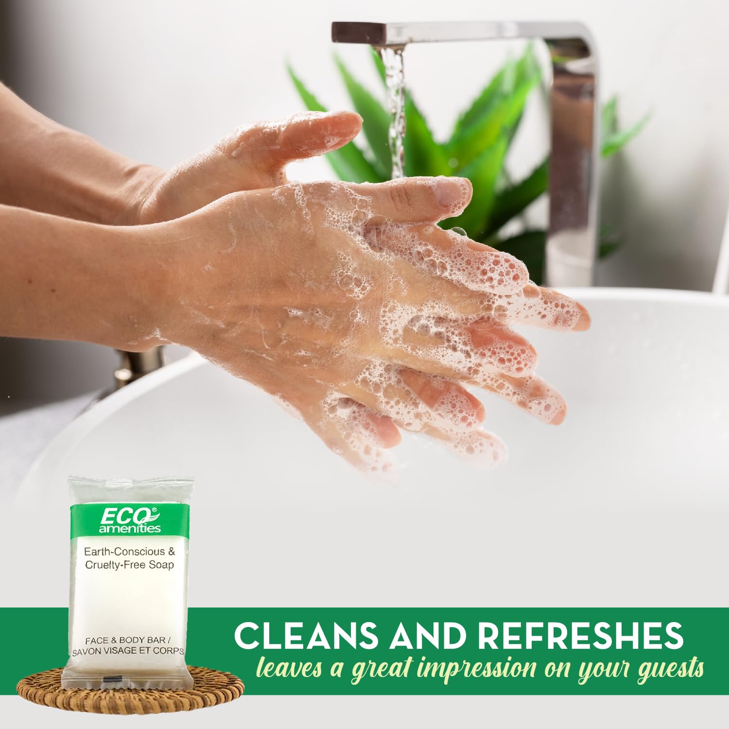 Savon ECO amenities parfum thé vert, rafraîchissant et léger.