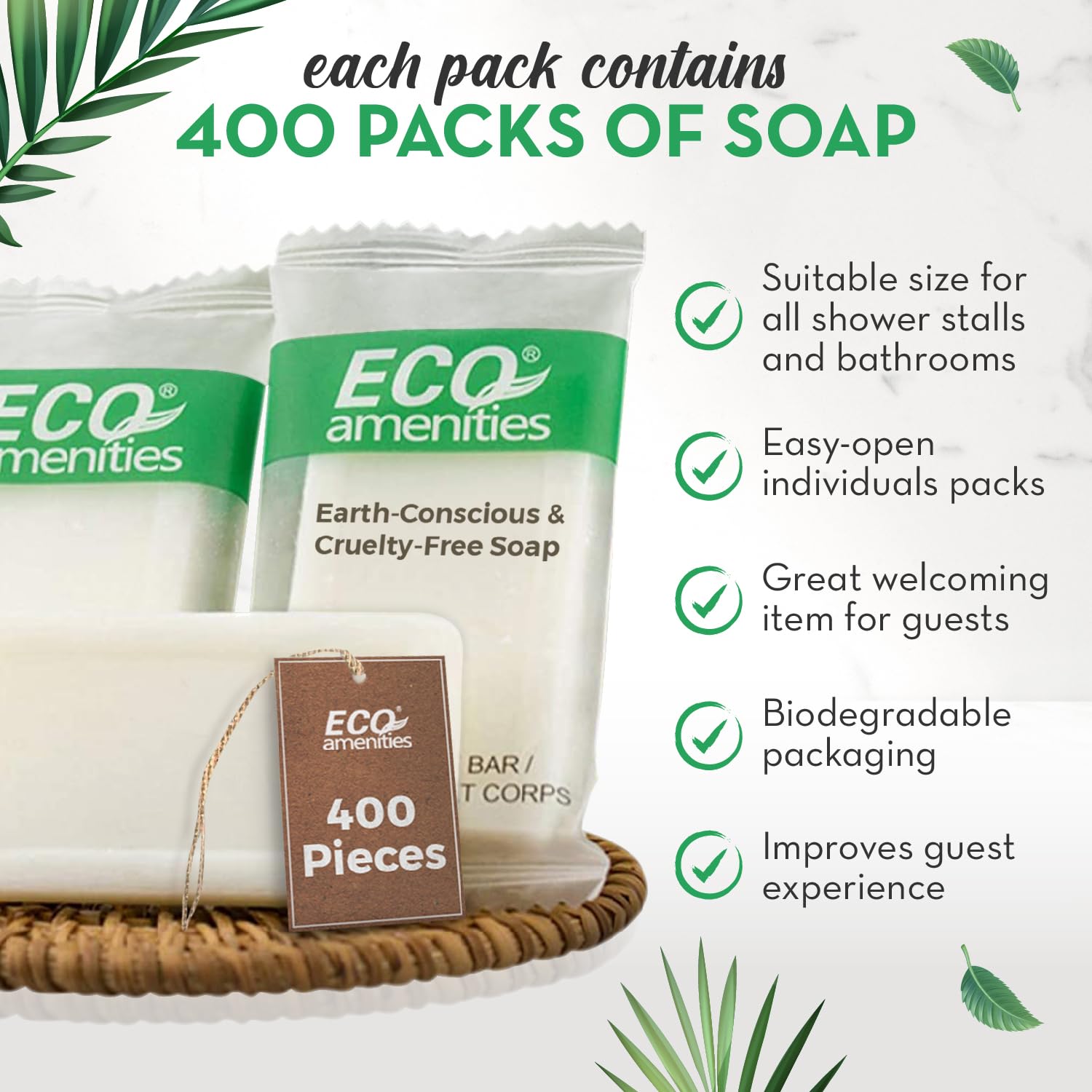 Savon ECO amenities emballé individuellement prêt à partager