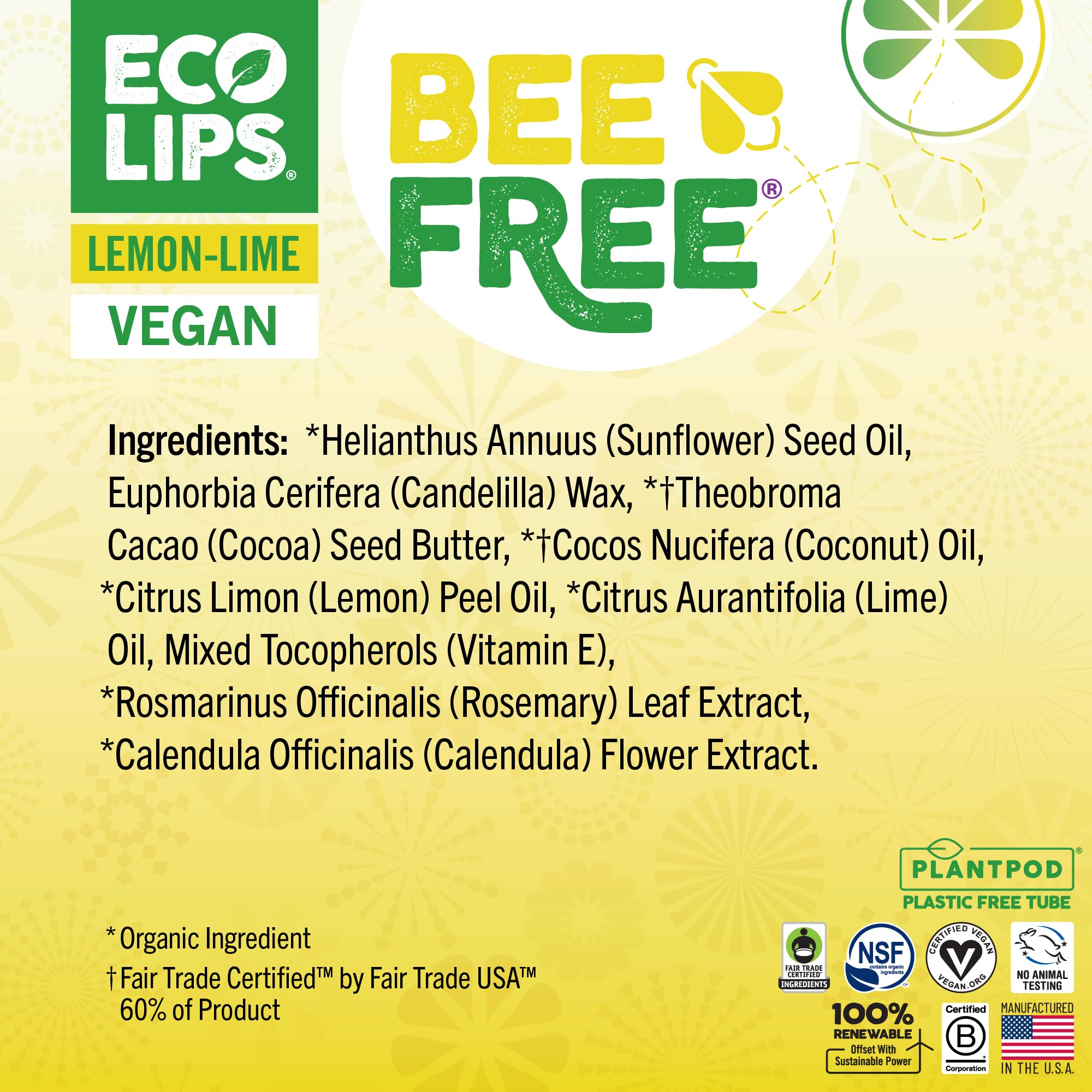 Eco Lips Lemon Lime, vegan et sans cruauté.