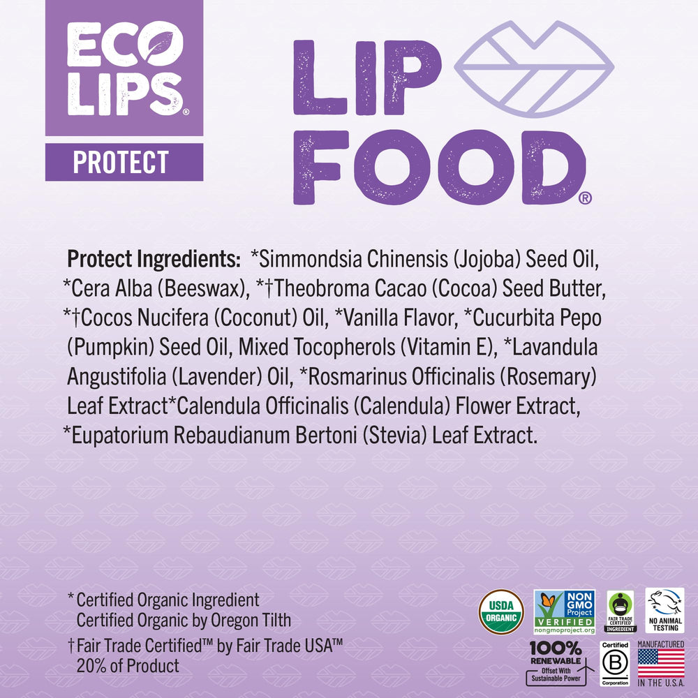 Eco Lips Lip Food – beurre de cacao équitable pour nourrir durablement les lèvres.