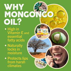 Ingrédients biologiques mongongo et cacao pour nourrir les lèvres.