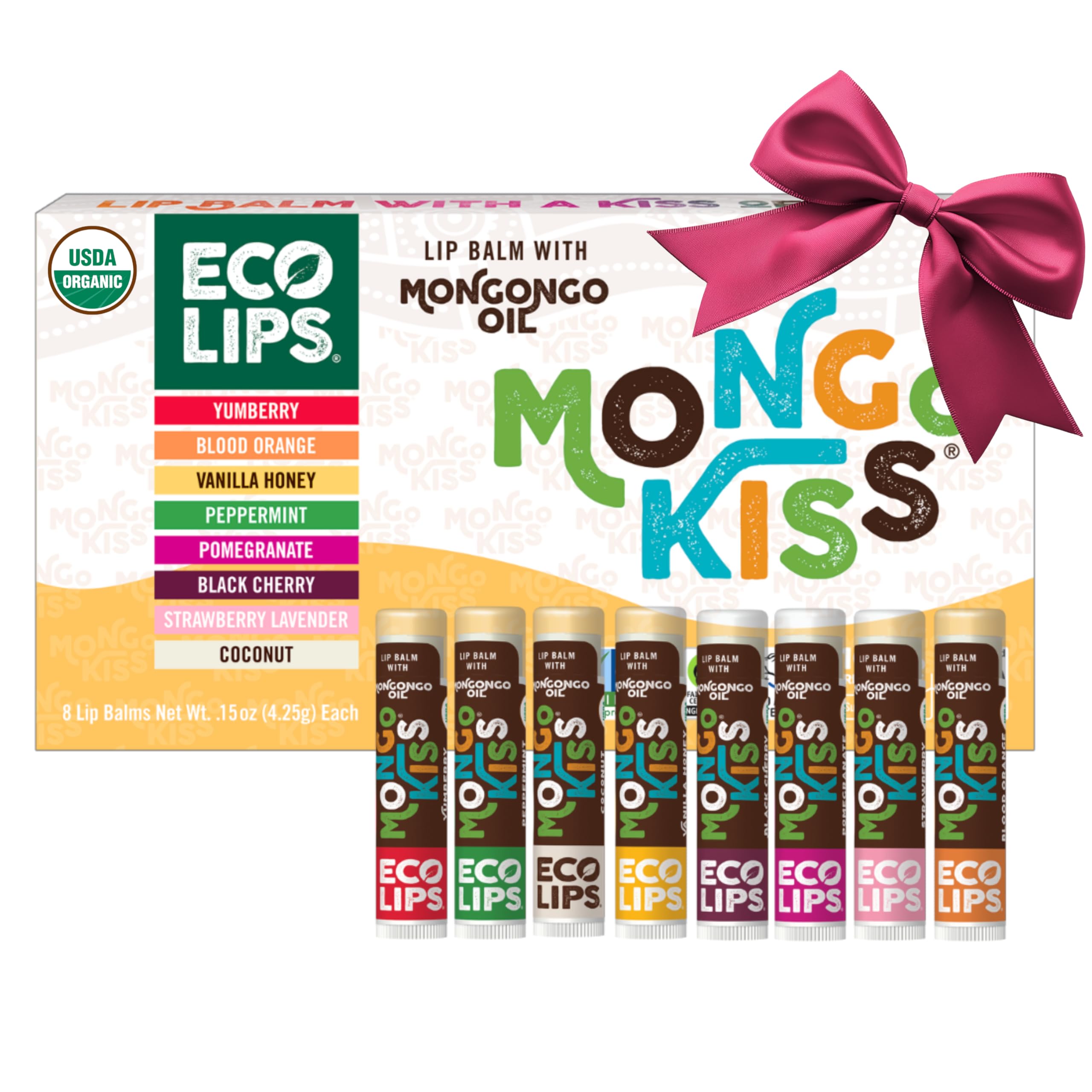 Eco Lips Mongo Kiss: lot de huit bâtonnets hydratants pour lèvres.