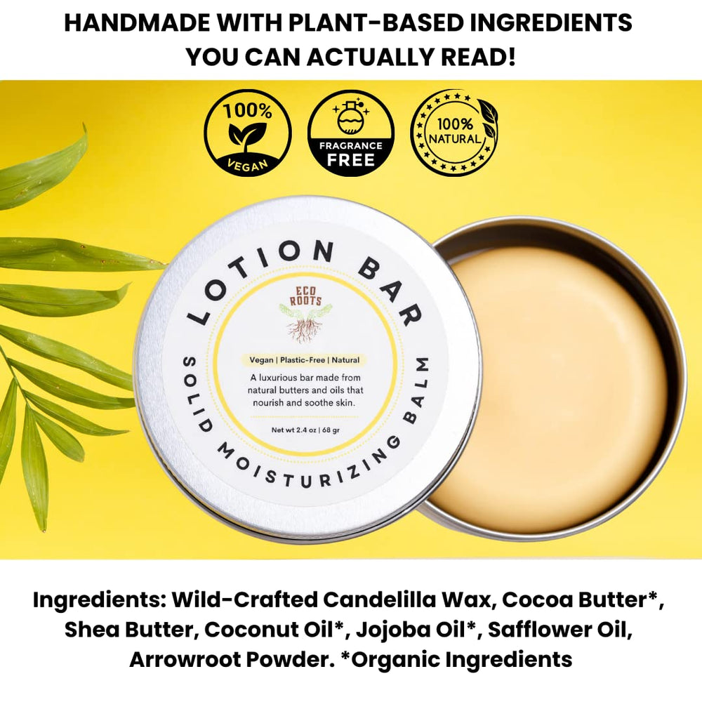 ECO ROOTS barre-lotion offre protection et hydratation durable.